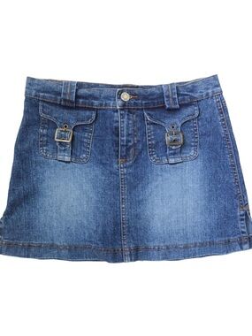 Out Jeans Buckle Pocket Denim Mini Skirt